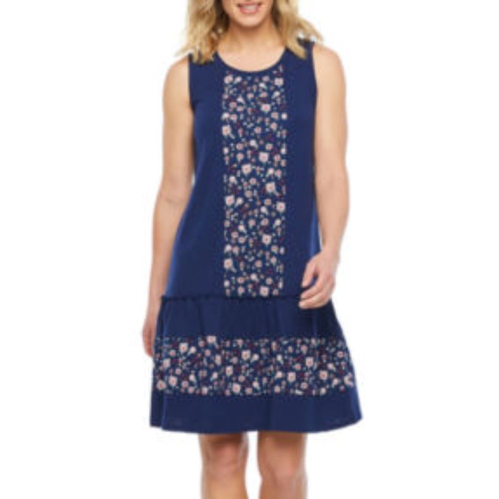St. John's Bay Sleeveless Floral A-Line Dress - Picture 2 of 6